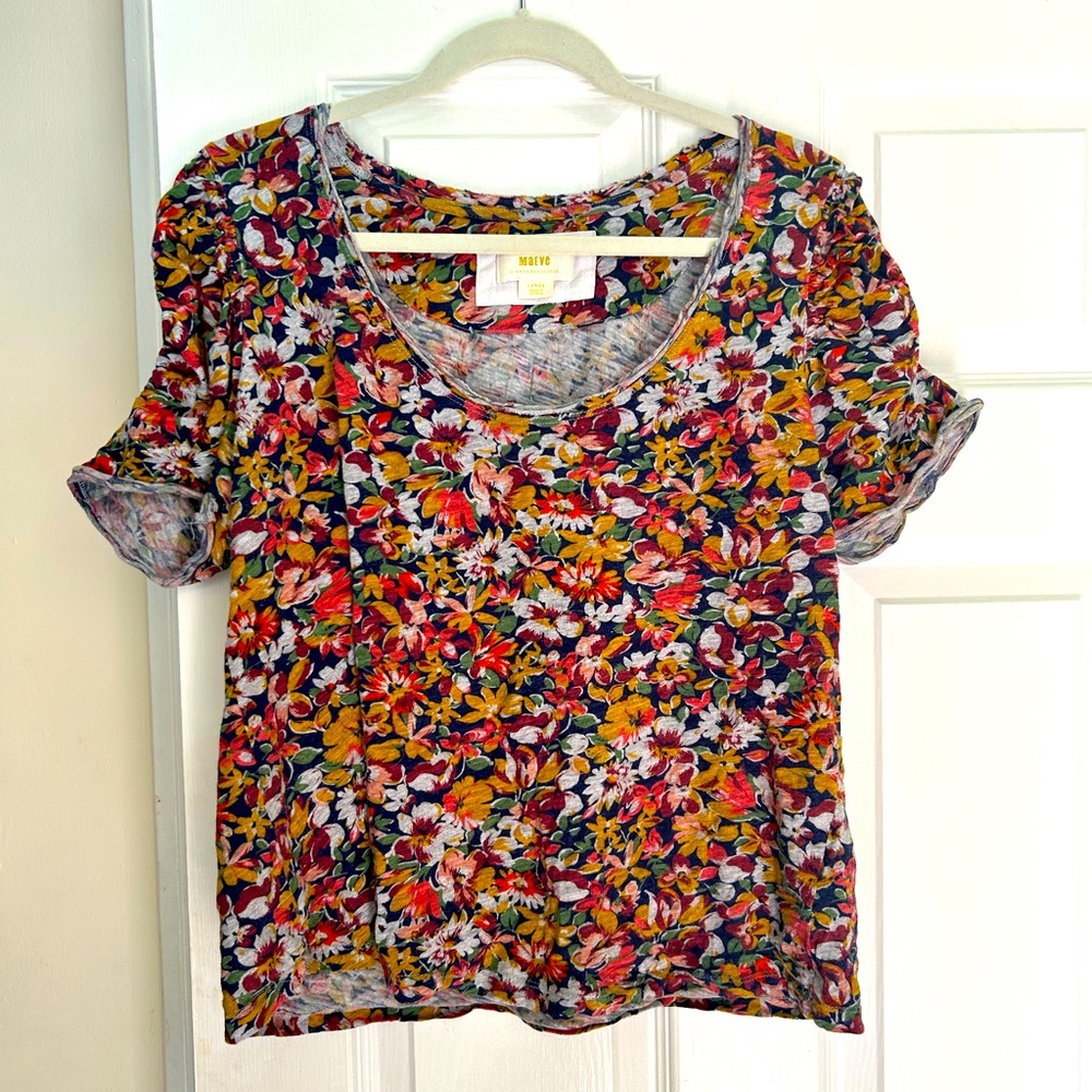 Anthropologie Maeve Puff Sleeve Tee sz L
